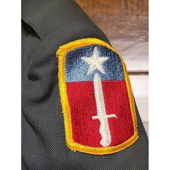 Vintage Army Issued Patch Jacket 38 Reg Dress Uniform Dark Green USA Gold Button - Picture 4 of 9